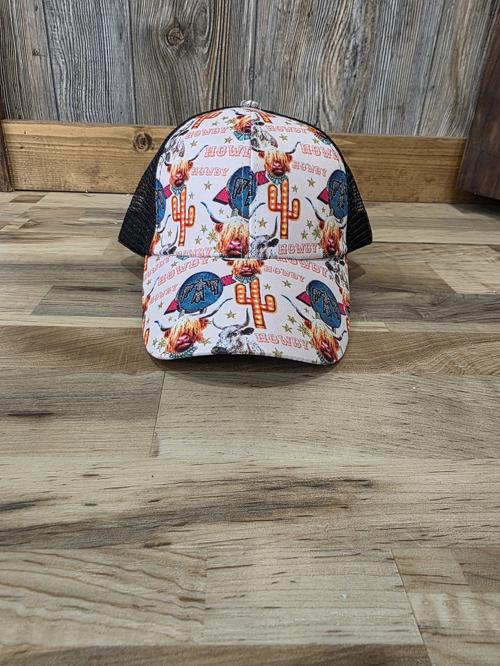 Kids White & Black Western Graphic Trucker Hat